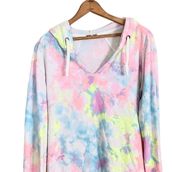 Inspired Hearts Tie Dye Pullover Hoodie Super Soft Cotton Candy Top Juniors L - Picture 3 of 16